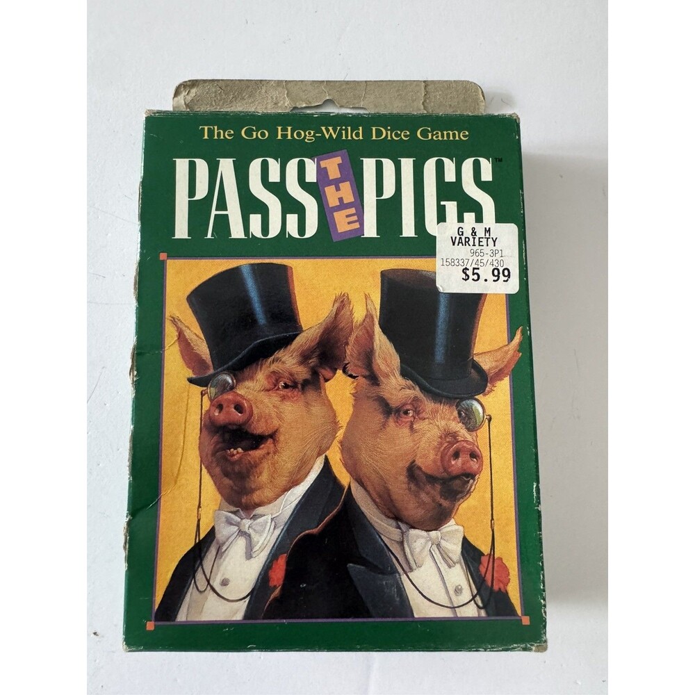 Complete VINTAGE 1992 MILTON BRADLEY PASS THE PIGS HOG-WILD DICE GAME